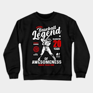 20th Birthday Gift Baseball Legend 70 Years Crewneck Sweatshirt